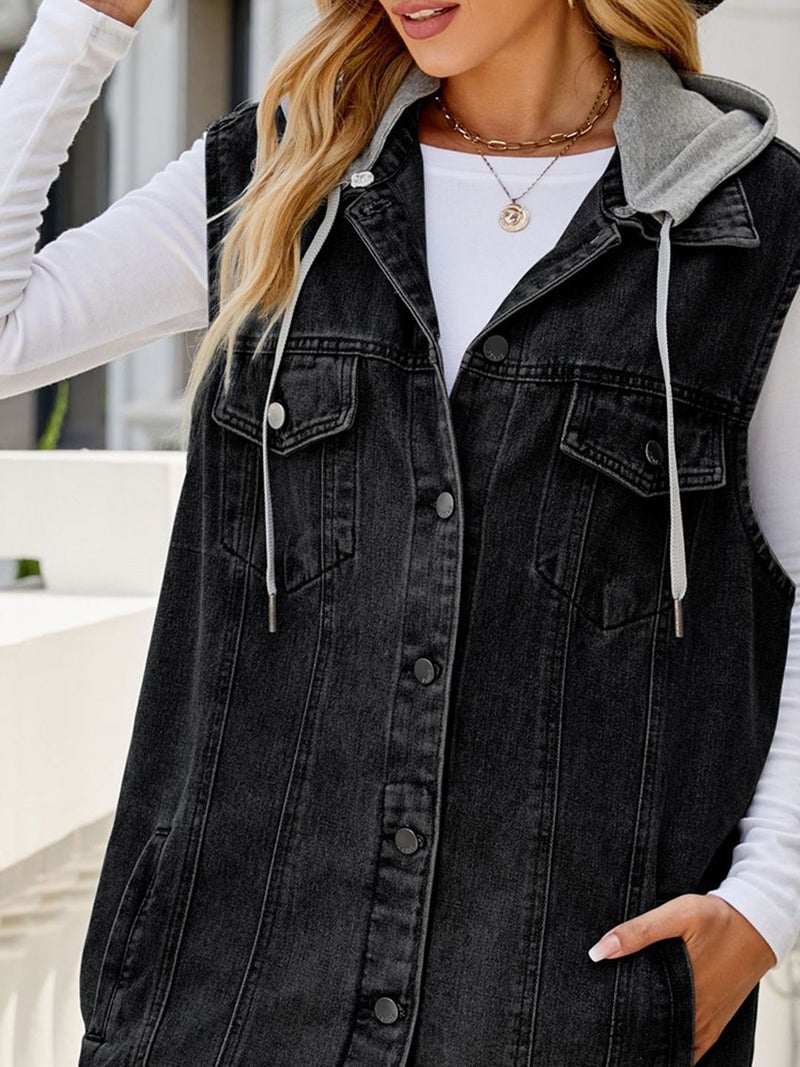 YUNIQEE Black Solid Denim Jacket - Image 2