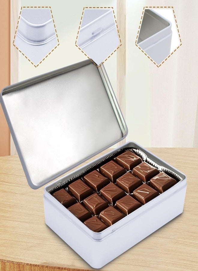 Coufce Rectangular Metal Tin, 8.5x5.3x1.9 Inch White Storage Tin Box for Treats, Gifts, Favors, Candle, and Crafts - Image 3