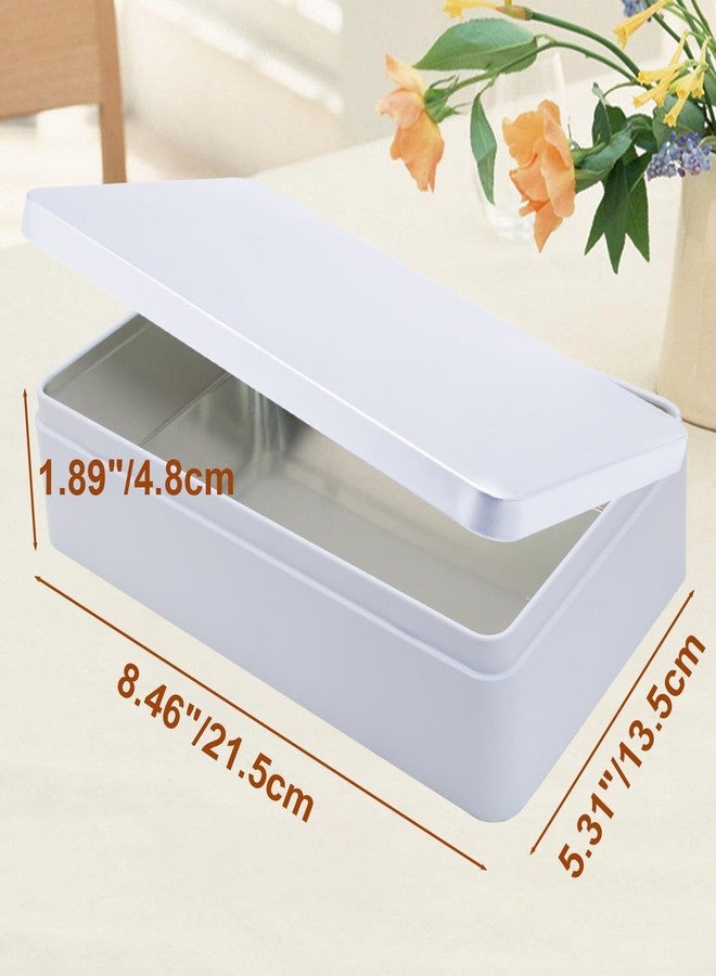 Coufce Rectangular Metal Tin, 8.5x5.3x1.9 Inch White Storage Tin Box for Treats, Gifts, Favors, Candle, and Crafts - Image 2