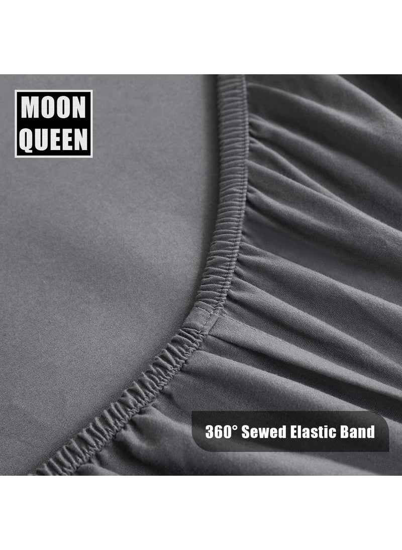 MOONQUEEN MOONQUEEN 2Pack Baby Fitted Crib Sheets  Soft Breathable Microfiber Toddler Nursery Sheet Set for Boys and Girls Fits Standard Size Crib Mattress 28 x 52 x 8in Grey  - Image 5