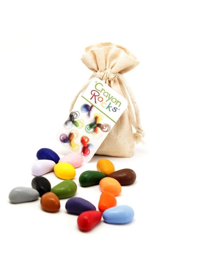 Crayon Rocks أقلام شمع الصويا للأطفال غير السامة [قبضة قلم محفزة] - طباشير بيئية متينة في حقيبة موسلين - 16 لون طبيعي قابل للغسل - الرسم على الورق والقماش - Image 3