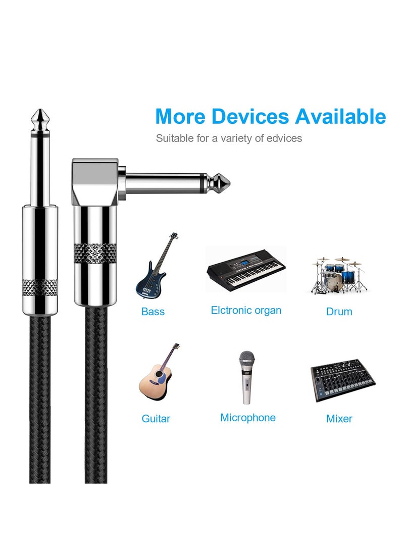 SYOSI Guitar Cable 10Ft Right Angle 1/4 Inch Ts To Straight 1/4 Inch Ts Electric Guitar And Bass Audio Cord Professional Instrument Cable For Electric Guitar, Bass, Keyboard, Amplifier, Pro Audio  - Image 3