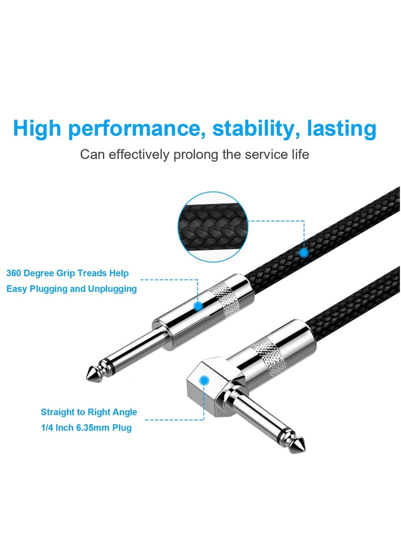 SYOSI Guitar Cable 10Ft Right Angle 1/4 Inch Ts To Straight 1/4 Inch Ts Electric Guitar And Bass Audio Cord Professional Instrument Cable For Electric Guitar, Bass, Keyboard, Amplifier, Pro Audio  - Image 4