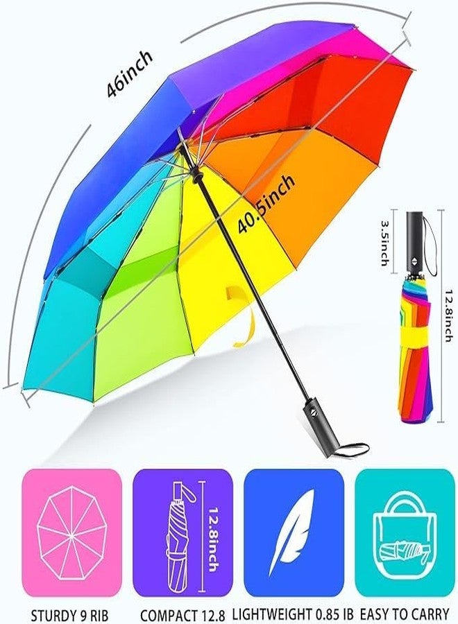 VARNH Uv Protection Large Rainbow Umbrella For Rain And Sun Protection Umbrella For Men Women Kids Boys Girls Stylish Folding Under Windproof Travel - Image 5