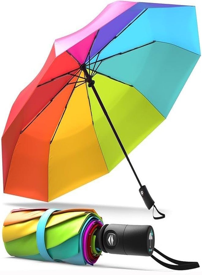 VARNH Uv Protection Large Rainbow Umbrella For Rain And Sun Protection Umbrella For Men Women Kids Boys Girls Stylish Folding Under Windproof Travel - Image 1