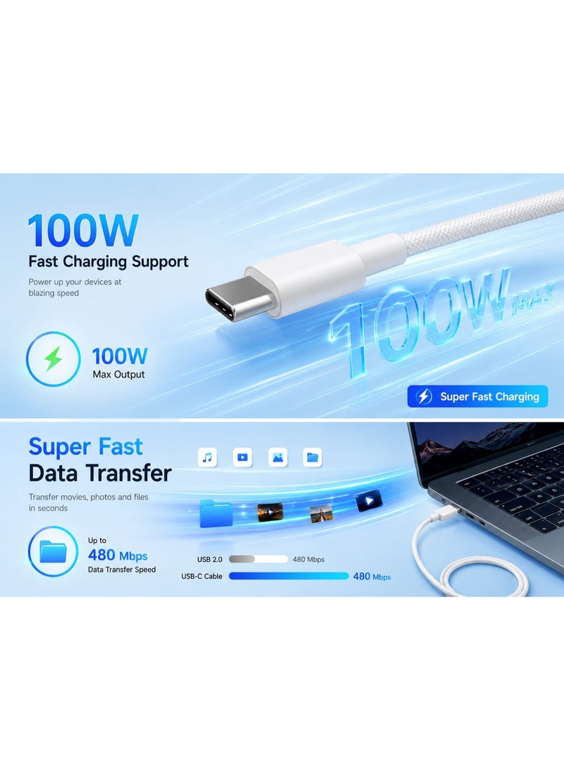 18 Actives USB-C to USB-C Cable, 100W PD Fast Charging & High-Speed Data Transfer Cord, White - Image 3