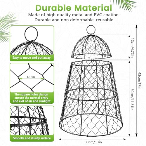 Doksving 6 Pcs Garden Cloches for Plants Metal Extra Large Chicken Wire Cloche Plant Covers Garden Netting Plant Protectors from Animals to Keep Squirrel Rabbit Chicken and Bird Out 17 H x 13 D Black - Image 3