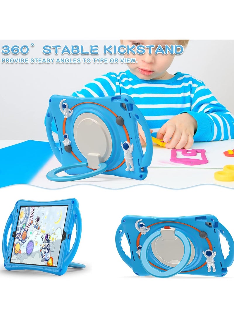 general Kids Case for iPad 9th Gen 8 7th Gen 10.2 inch 2021 2020 2019 with Swivel Stand, Pencil Cylinder, Carrying Strap, Lightweight Flexible Shock Resistant Boys  Girls Case, Astronaut - Image 3