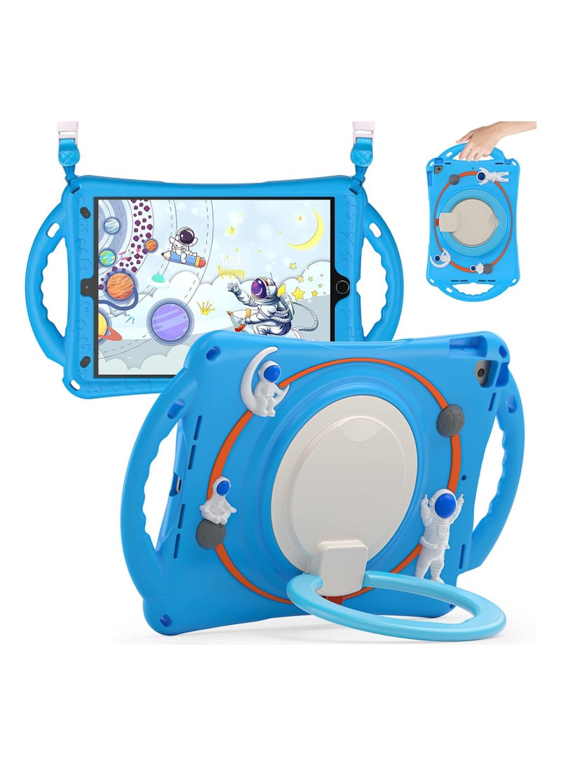 general Kids Case for iPad 9th Gen 8 7th Gen 10.2 inch 2021 2020 2019 with Swivel Stand, Pencil Cylinder, Carrying Strap, Lightweight Flexible Shock Resistant Boys  Girls Case, Astronaut - Image 1