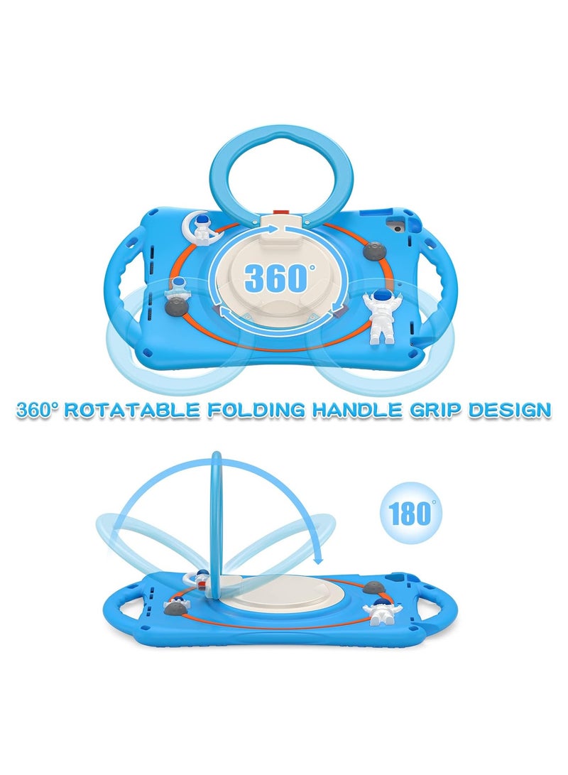 general Kids Case for iPad 9th Gen 8 7th Gen 10.2 inch 2021 2020 2019 with Swivel Stand, Pencil Cylinder, Carrying Strap, Lightweight Flexible Shock Resistant Boys  Girls Case, Astronaut - Image 2