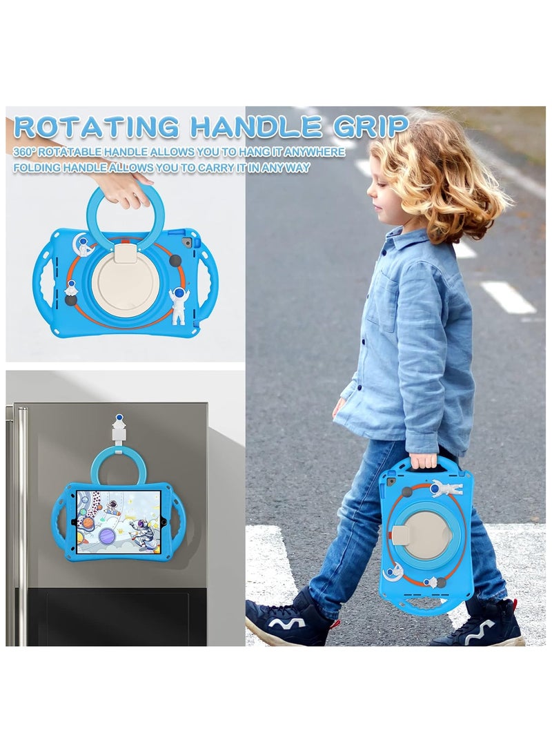 general Kids Case for iPad 9th Gen 8 7th Gen 10.2 inch 2021 2020 2019 with Swivel Stand, Pencil Cylinder, Carrying Strap, Lightweight Flexible Shock Resistant Boys  Girls Case, Astronaut - Image 4