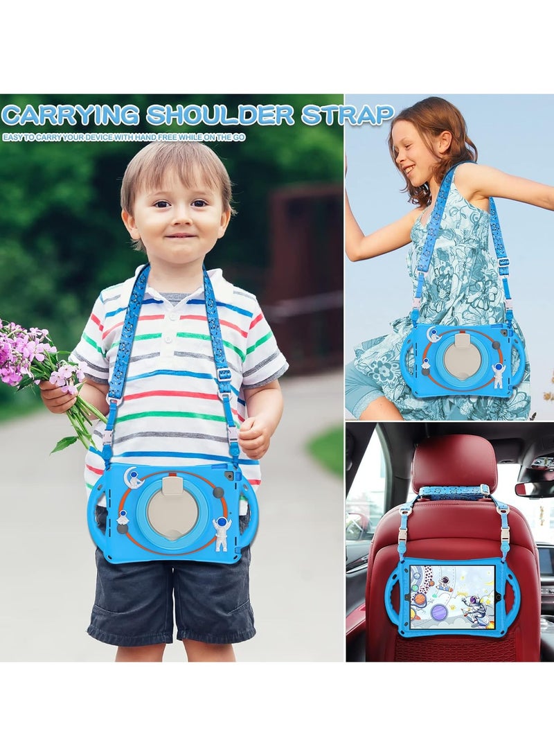 general Kids Case for iPad 9th Gen 8 7th Gen 10.2 inch 2021 2020 2019 with Swivel Stand, Pencil Cylinder, Carrying Strap, Lightweight Flexible Shock Resistant Boys  Girls Case, Astronaut - Image 5