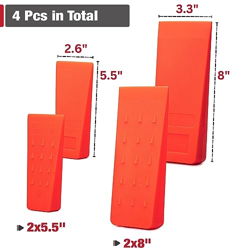 UNCO- Tree Felling Wedges with Spikes, 4Pack, 5.5" & 8" Wedges with Storage Bag, Splitting Wedge, Plastic Wedges, Logging Tools and Equipment, Chainsaw Wedges for Trees - Image 2