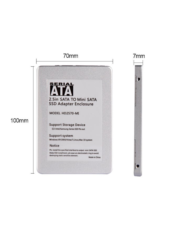 Direct MSATA To SATA 2.5 Inch Serial SSD Solid State Drive Adapter Box 7mm Shell-Color:Light Gray  - Image 5