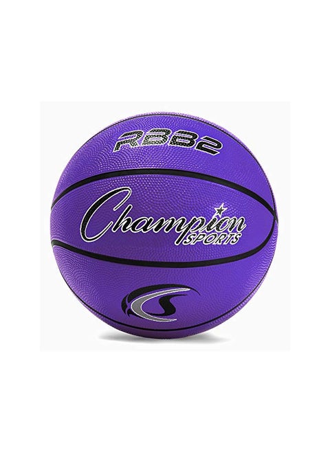Champion Sports Rubber Junior Basketball, Heavy Duty - Pro-Style Basketballs - Premium Basketball Equipment, Indoor Outdoor - Physical Education Supplies (Size 5, Purple) (RBB2PR