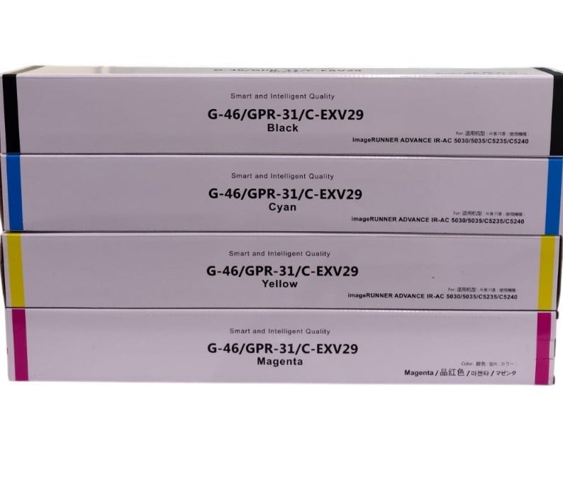 خرطوشة حبر ملونة جديدة متوافقة مع طابعات كانون IRC5030 و5035 و5235 و5240 و5250 و5255، عالية الإنتاجية، بأربعة ألوان، متوافقة مع طرازات CEXV29 وNPG46 وNPG-46 وGPR-31 وC-EXV29 - Image 2