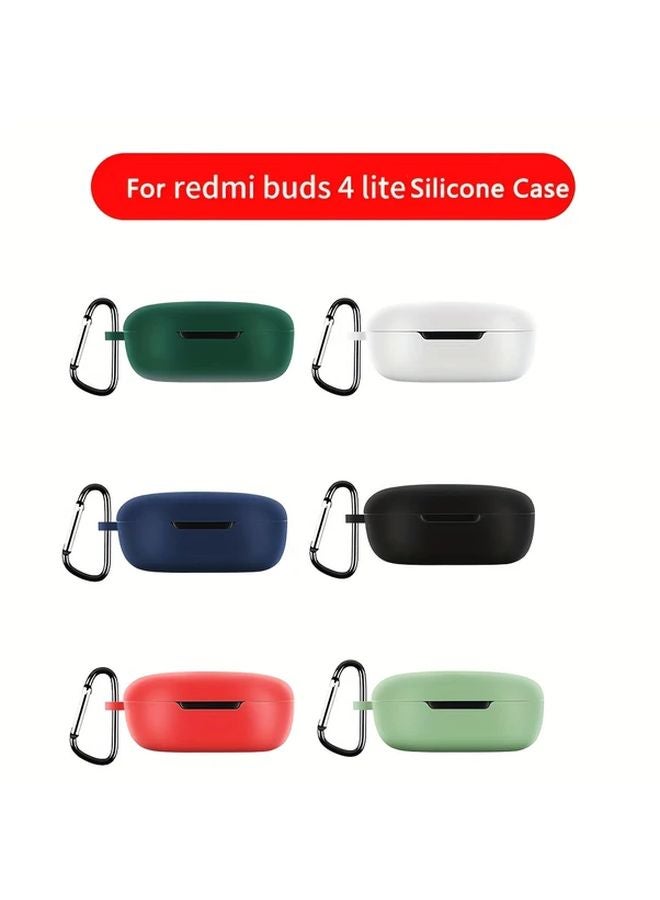Dark Green Earphone Case For Redmi Buds 4 Lite With Detachable Metal Clip - Image 2