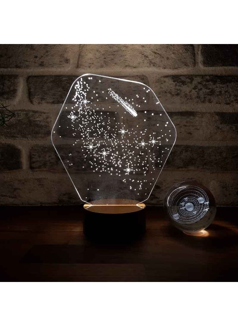 By-Lamp Comet Lamp Design Wooden Base with 7 Different Light Colors  - Image 1