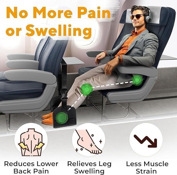NIHSPRUHAY Portable Airplane Footrest for Airplane Travel - Comfortable Foot Hammock w/Memory Foam & Hardboard for No Feet Clashing - Ideal for Pain and Swelling Relief - Image 3
