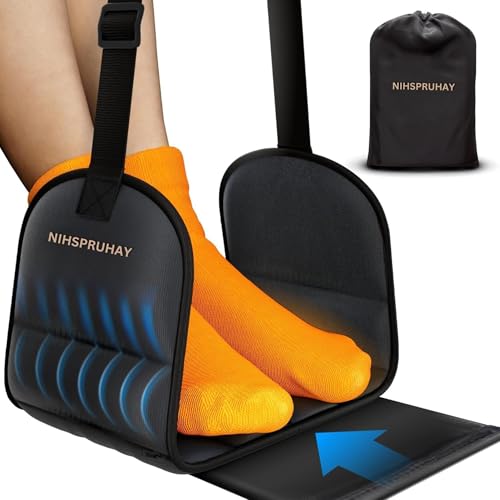 NIHSPRUHAY Portable Airplane Footrest for Airplane Travel - Comfortable Foot Hammock w/Memory Foam & Hardboard for No Feet Clashing - Ideal for Pain and Swelling Relief - Image 1