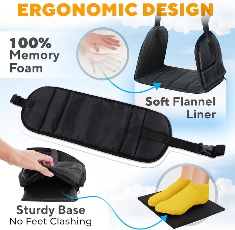 NIHSPRUHAY Portable Airplane Footrest for Airplane Travel - Comfortable Foot Hammock w/Memory Foam & Hardboard for No Feet Clashing - Ideal for Pain and Swelling Relief - Image 4