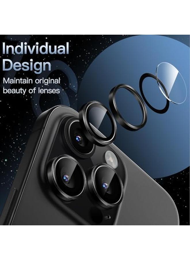جي تيك واقي عدسة الكاميرا لهاتف آيفون 16 برو 6.3 بوصة وآيفون 16 برو ماكس 6.9 بوصة 9H غطاء معدني من الزجاج المقوى عالي الوضوح شفاف عالي الدقة مجموعة واحدة باللون الأسود - Image 3