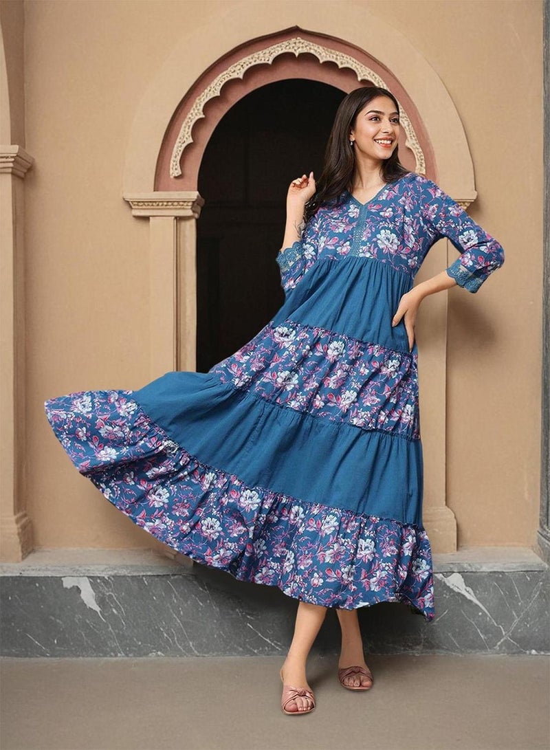 ISHIN Floral Tiered Dress  - Image 1