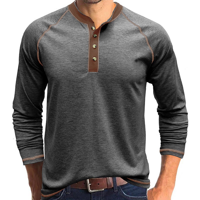 Cross-Border Men''s Autumn and Winter Men''s Henry Shirts and Men''s Long-Sleeved T-Shirts Export Outdoor Bottoming Shirts - Image 1