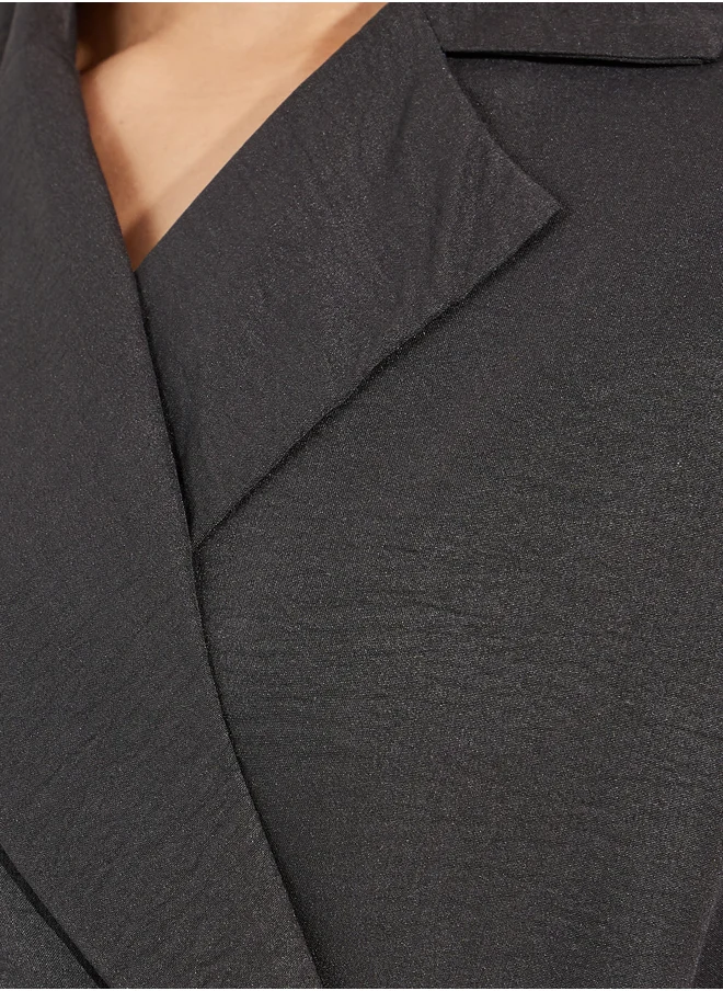 Styli Styli Notch Lapel Wrap Abaya with Tie Waist