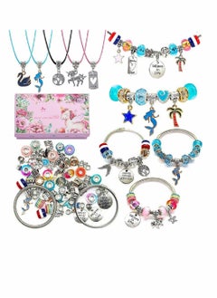 Excefore Bracelet Making Kit for Girls,Charm Bracelets with Beads, Unicorn/Mermaid Crafts,Jewelry Charms, DIY Craft, Jewelry Gift Teen Girls(71PCS)  - Image 1