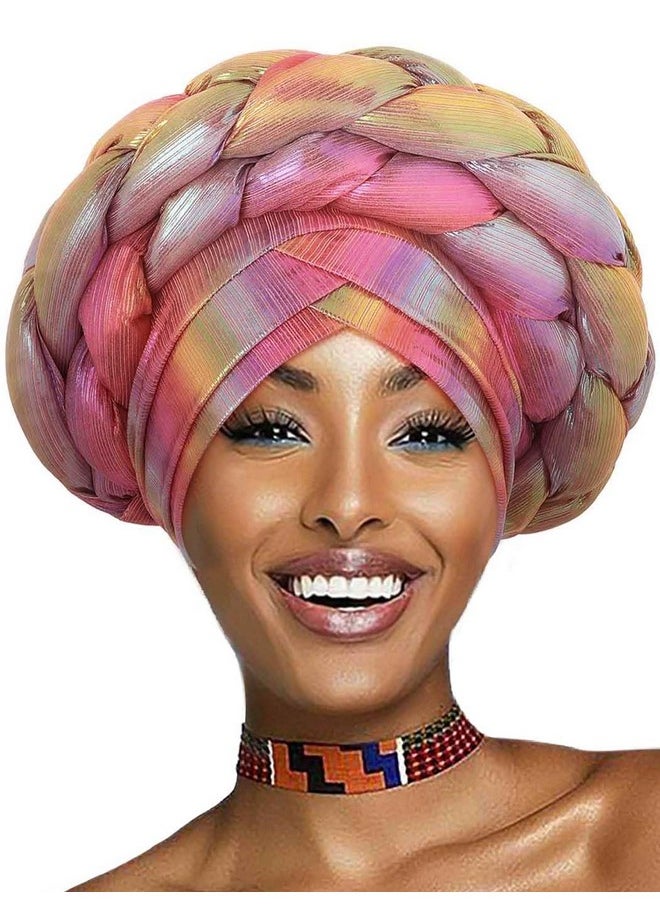 Woeoe - Beanie Cap Head Wrap Double Braid Pre-Tied Head Scarf Twisted Stretchy African Head Turban For Women And Girls (Color-6) - Image 1