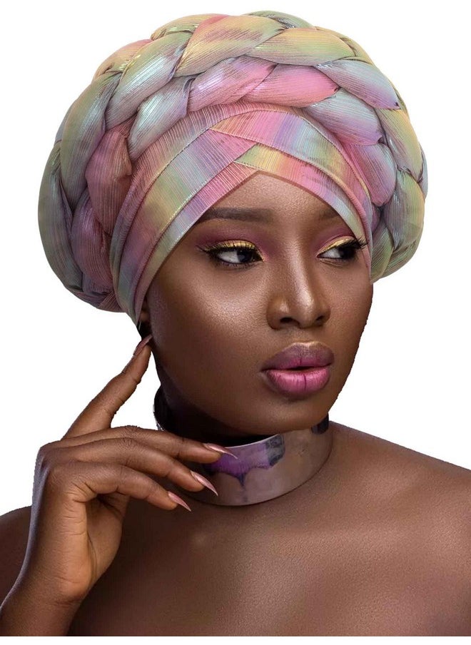 Woeoe - Beanie Cap Head Wrap Double Braid Pre-Tied Head Scarf Twisted Stretchy African Head Turban For Women And Girls (Color-6) - Image 1