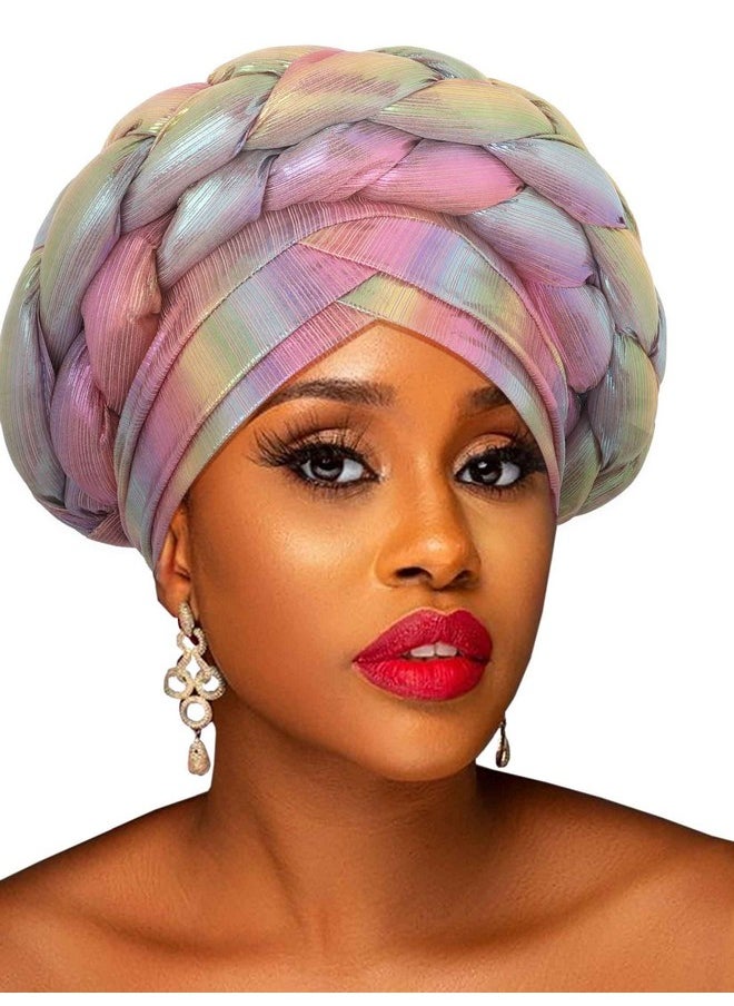 Woeoe - Beanie Cap Head Wrap Double Braid Pre-Tied Head Scarf Twisted Stretchy African Head Turban For Women And Girls (Color-6) - Image 1