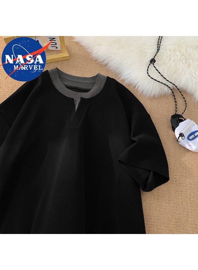 Nasa Marvel Men's Short Sleeve T-shirt Summer Heavyweight Fashion Loose Fit Men's Top Gray 2XL - Image 2