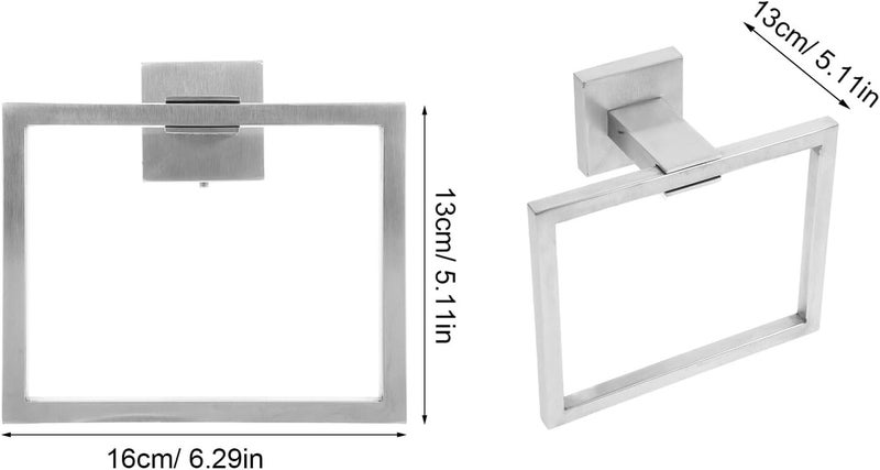 TIDTALEO Stainless Steel Bathroom Hand Towel Holder and Wall-Mounted Square Towel Ring with Brushed Finish for Shower and Bathroom Accessories - Image 2
