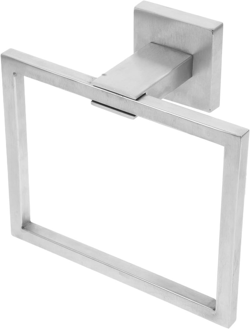TIDTALEO Stainless Steel Bathroom Hand Towel Holder and Wall-Mounted Square Towel Ring with Brushed Finish for Shower and Bathroom Accessories - Image 1