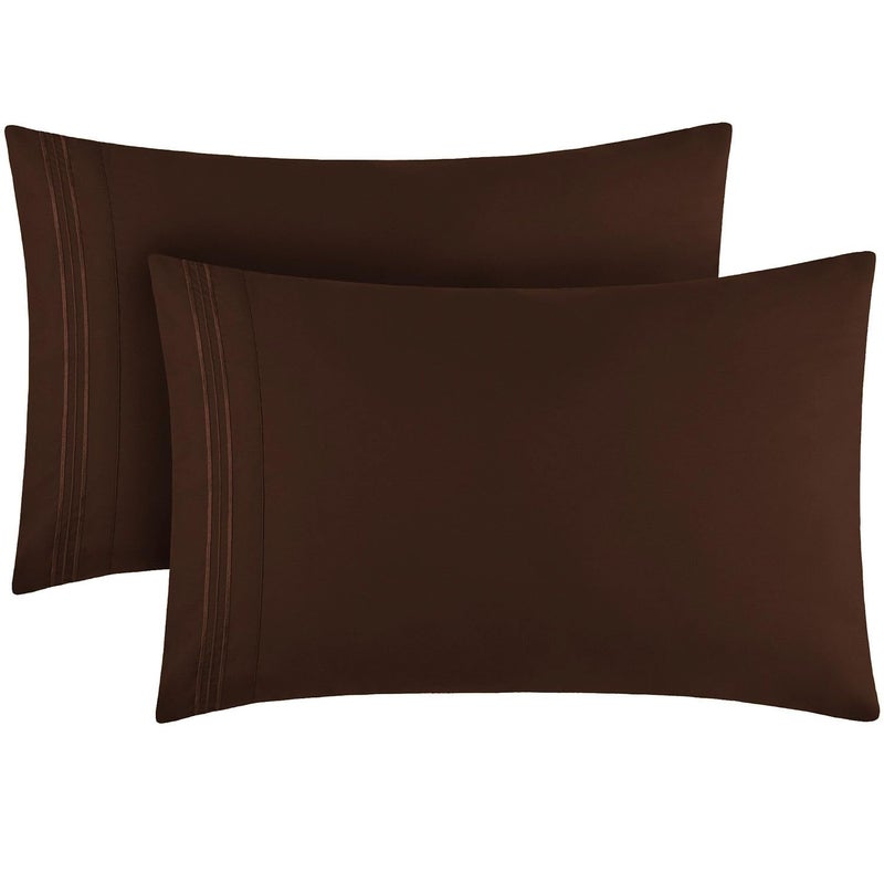 Mellanni Pillow Cases  Luxury Extra Soft Cooling Pillow Covers  2 PC Iconic Collection Pillowcases  Envelope Closure StandardQueen 20 x 30 Brown