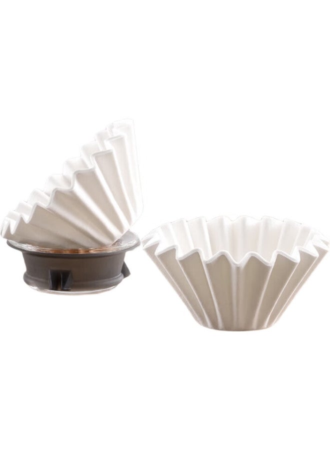Cliton Coffee Filter Papers, Portable Drip-Style Pour-Over Coffee Filter, Cake Bowl-Shaped Filter Cup Filter Papers, 50 Sheets - Image 1