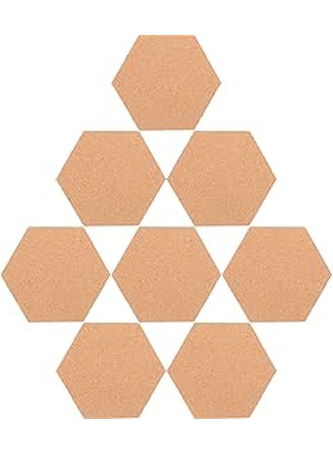 Hexagon Cork Board 8pcs Self Adhesive Bulletin Board for Office Home Classroom - Image 1