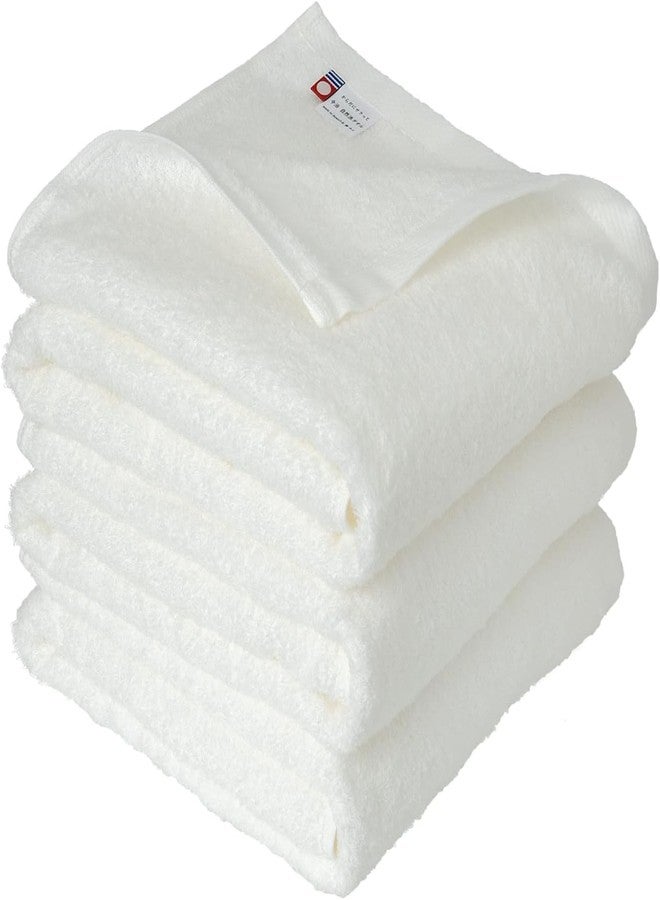 Imabari Towel منشفة إيماباري المعتمدة الطبيعية 3 قطع 100% قطن مصنوعة في اليابان 25.5 × 47.2 بوصة بيضاء مع دليل إنجليزي أصلي وملصق - Image 1