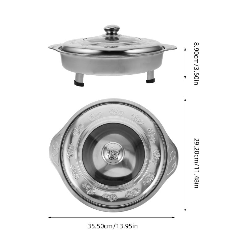 2pcs Stainless Steel Buffet Tray for Food Serving Metal Dish Canteen Catering Food Holder for Hotel Table Serving Plate with Lid - Image 5