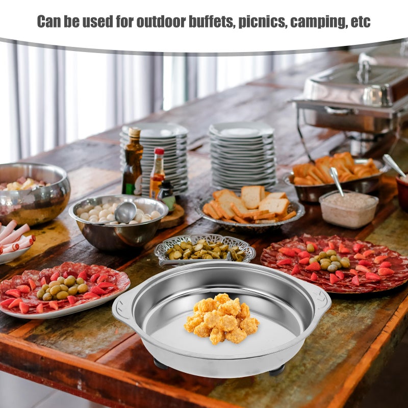 2pcs Stainless Steel Buffet Tray for Food Serving Metal Dish Canteen Catering Food Holder for Hotel Table Serving Plate with Lid - Image 4