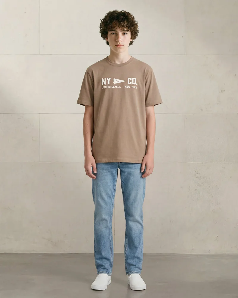 Redtag Senior Boys Brown NY Co Oversize T-Shirt