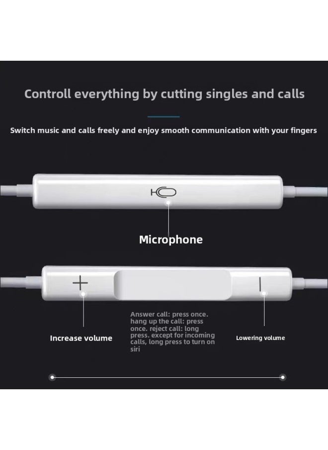 Remote Headset For Iphone For Huawei Type-c Wire Control In-Ear Wired Bluetooth For Apple Android Phone-Color:P41 6U Copper Ring (3.5mm Plug) White