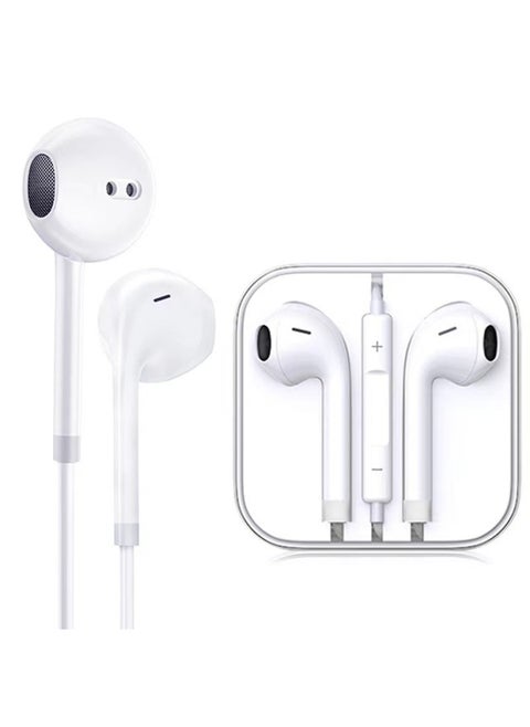 Remote Headset For Iphone For Huawei Type-c Wire Control In-Ear Wired Bluetooth For Apple Android Phone-Color:P41 6U Copper Ring (3.5mm Plug) White
