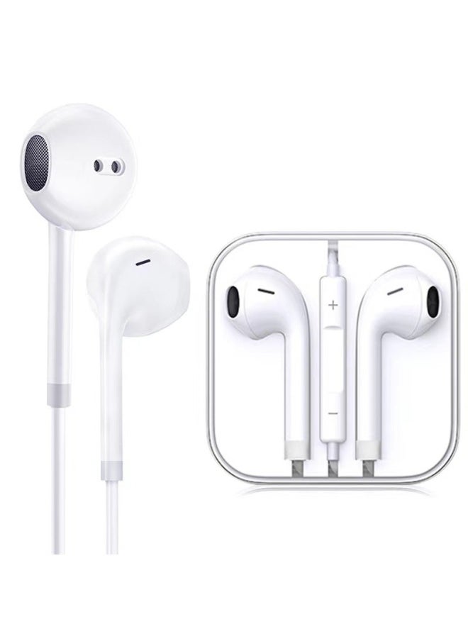 Remote Headset For Iphone For Huawei Type-c Wire Control In-Ear Wired Bluetooth For Apple Android Phone-Color:P41 6U Copper Ring (3.5mm Plug) White
