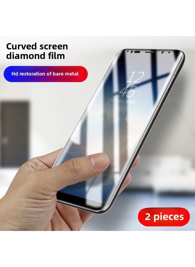 Generic - For Samsung Note8 Tempered Film S8 Plus Mobile Phone Film Note9 Full Screen Cover S9 Curved Screen Glass High-Colour:Samsung S8 [2 Pieces—hd Version Curved Screen Diamond Tempered Film] Comes With Back Film-Size:Samsung Other Models - Image 1