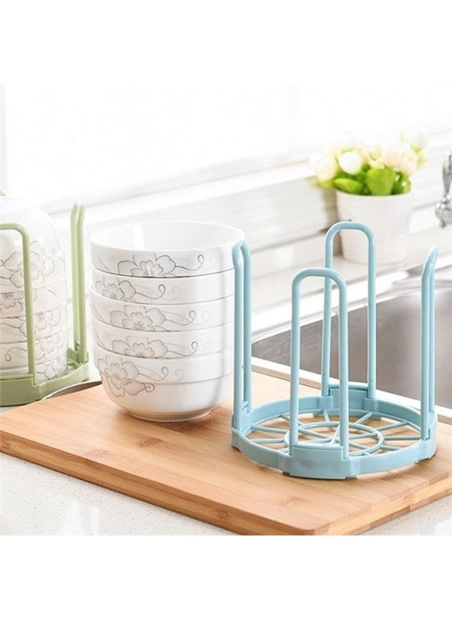 Generic Kitchen Bowls Holder Blue 14.8x14cm，Dinnerware Bowl Plate Racks and Holder Plastic Drain Rack Dish Storage Display Stand Drying Shelf Tableware Drainer Rack Kitchen Organizer  - Image 2