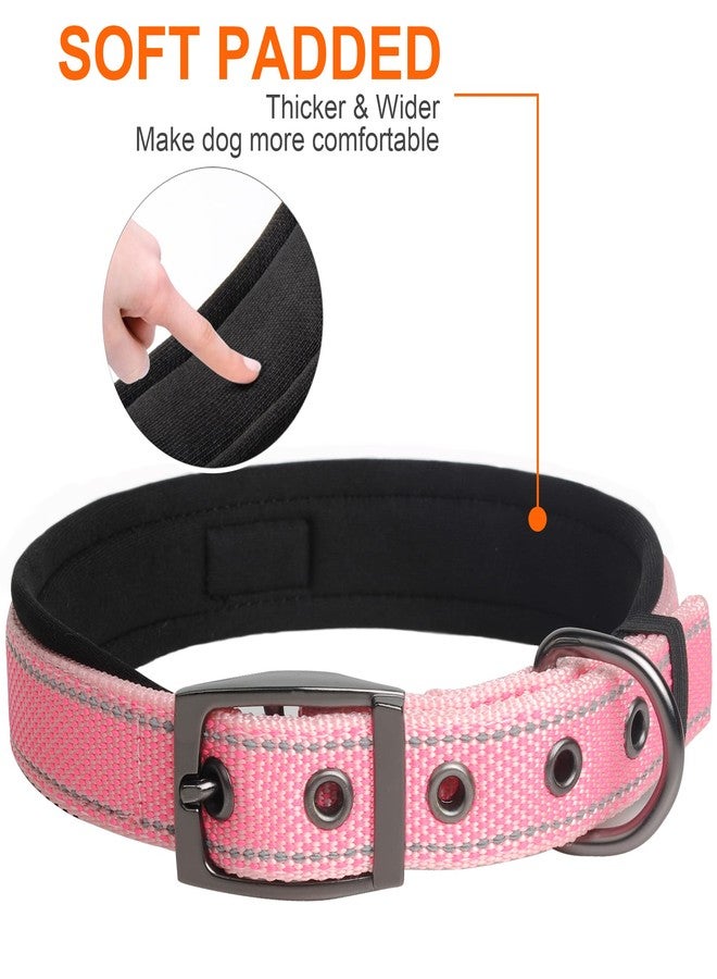 Fida Heavy Duty Dog Collar, Ultra Comfortable Soft Neoprene Padded, Adjustable Reflective Nylon Pet Collar with Durable Metal Belt Buckle for Small Breeds (S, Pink) - Image 4