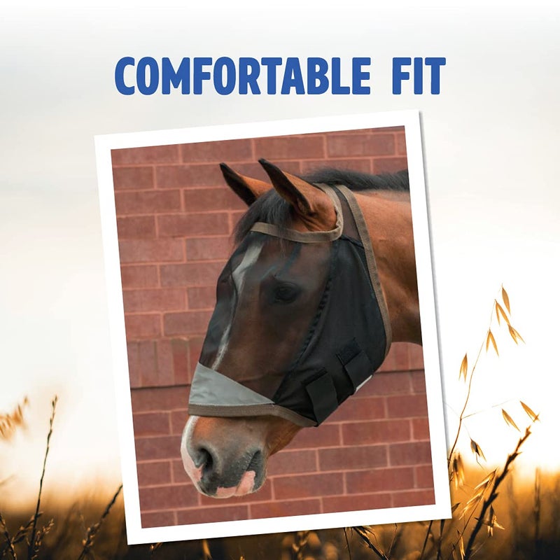 Manna Pro Opti-Force Horse Fly Mask - Insect Shield Repellent UV Protected Clear-View Mesh, Permethrin Treatment, Reflective Night Vis, Lightweight No-Ears Design, Standard Size, Adjustable Straps - Image 4